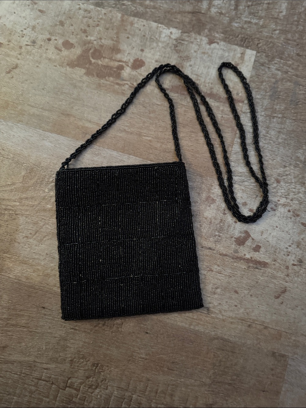 Black Beaded Crossbody Bag - Classic Evening Style